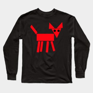 Basic Geometric Red Dog Long Sleeve T-Shirt
